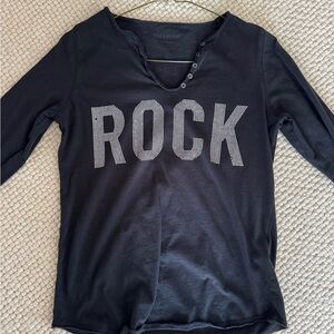 Rock Graphic Long Sleeve Tee - Black